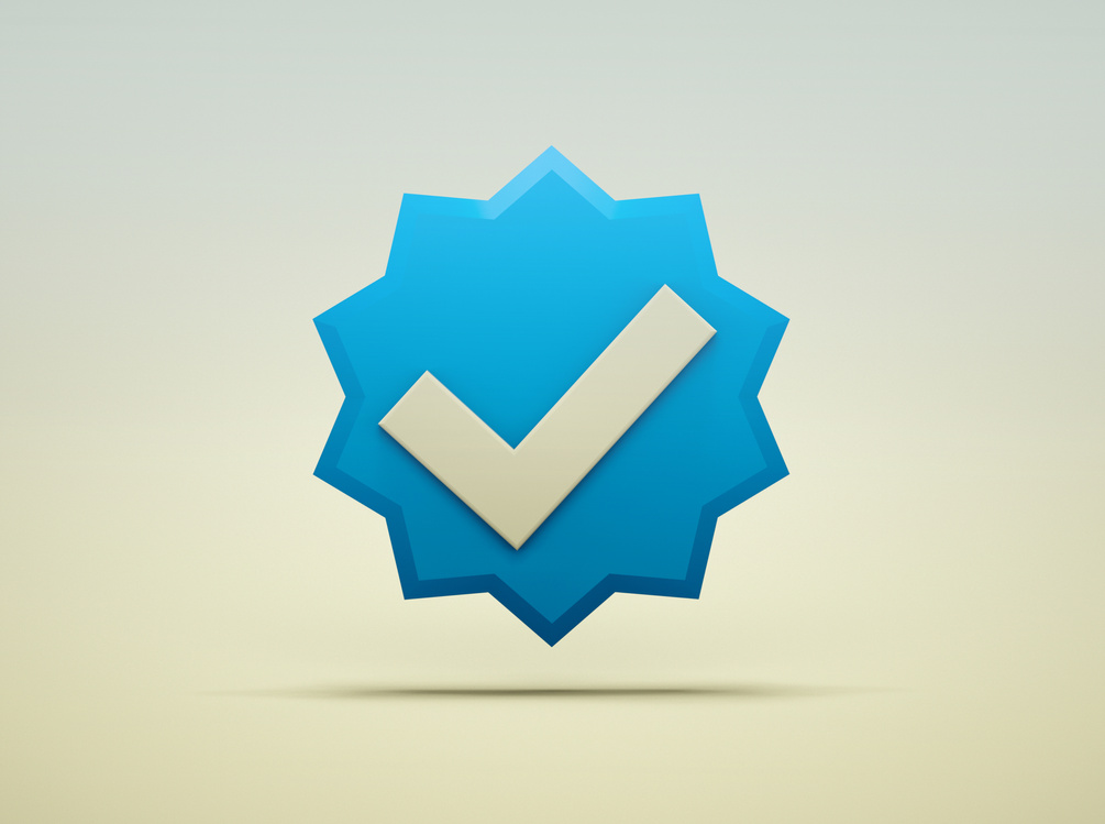 3D Checked symbol. Verified account icon
